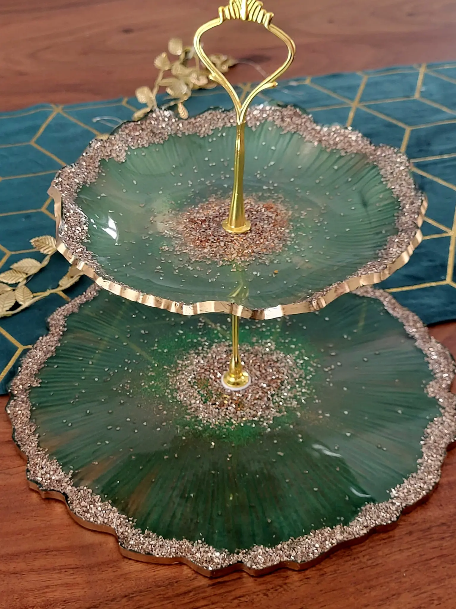 Emerald Glitter Cake Stand