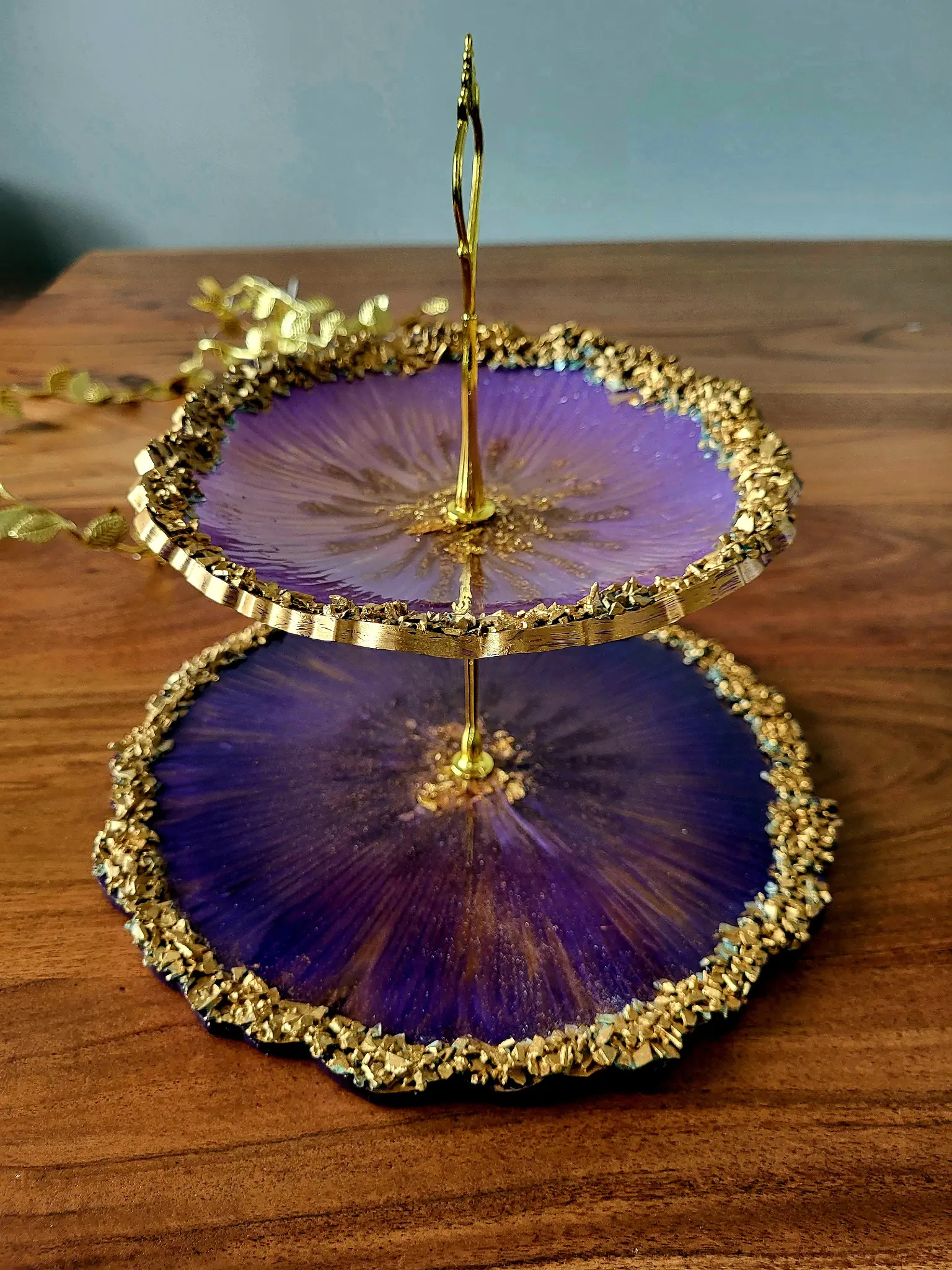Amethyst & Gold Cake Stand