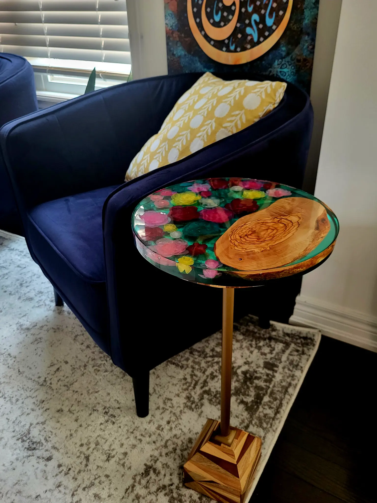Flower & Wood Accent Tables