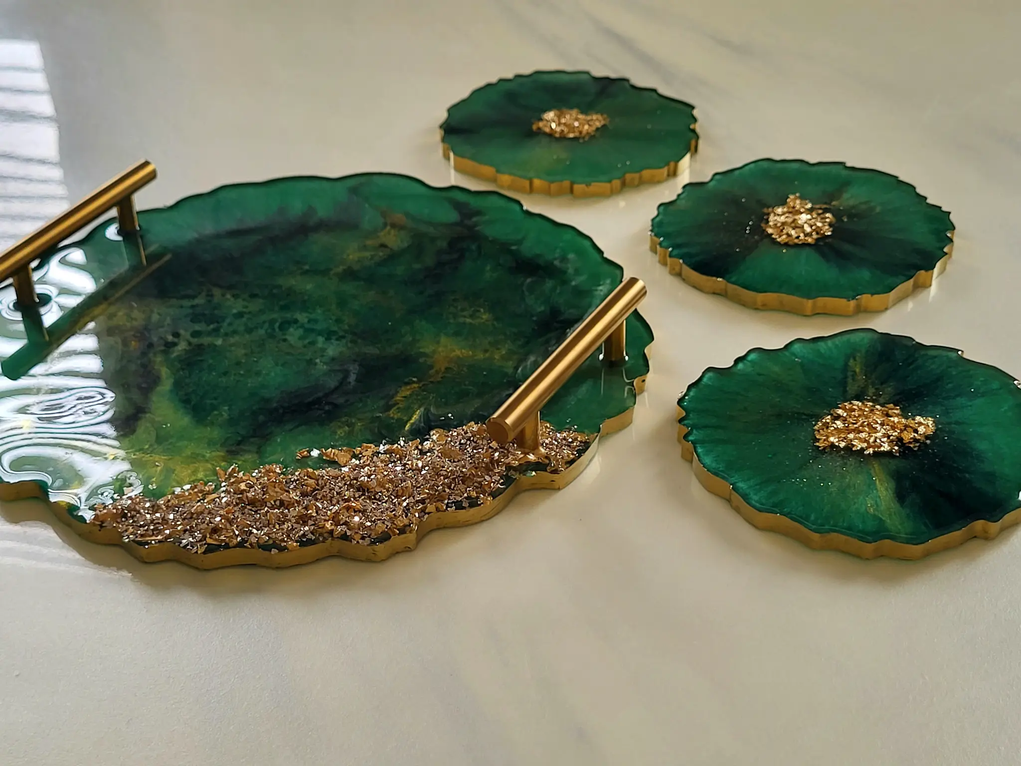 Emerald Tray & Coaster Set